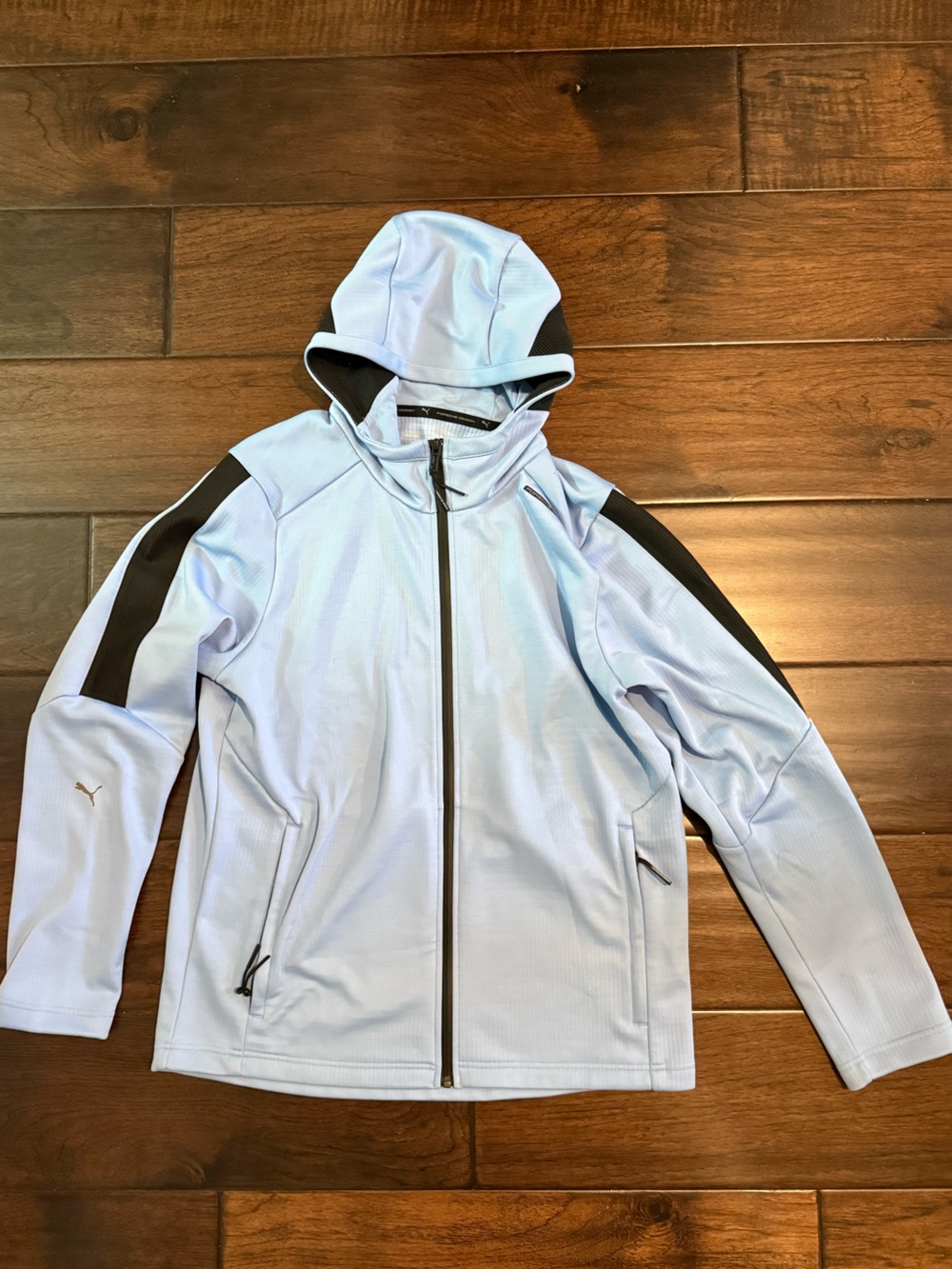 Porsche Design Men’s Light Blue and Black Performance Hooded Jacket